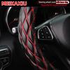 New PU Sheepskin Embroidered Double-thread Car Has an Inner Ring Steering Wheel Cover Suitable for 36cm, 37cm and 38cm
