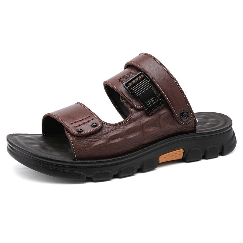 

Модные мужские летние сандалии, удобные, полые, нескользящие, мягкие, прохладные, легкие, дышащие, универсальные, классические, носимые, модные, повседневные, кожаные сандалии 44