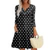 Women's Summer Dress Loose V Neck Three-quarter Sleeve Sundress With Pockets Dress