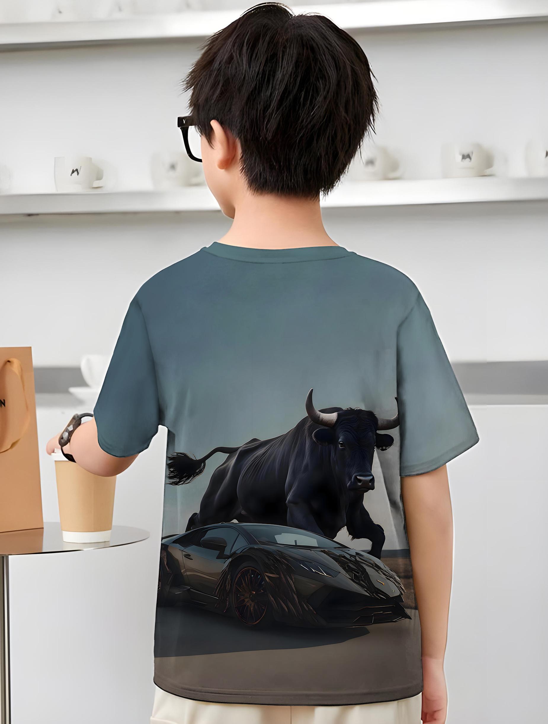 

Крутая одежда с гоночными автомобилями и боями быков Футболка для мальчика Футболки для мальчиков Футболки для детей Верхняя одежда для детей Топы Топ 160