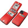 (Red) iPhone 13 Case Wallet with Credit Card Holder, Premium Leather Magnetic Clasp Kickstand Heavy Duty Protective Cover