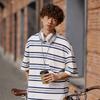 Li Ning Weekend Youth High Street American Vintage Simple Versatile Striped Drop Shoulder Round Neck Cotton Summer Short Sleeve T-Shirt AHSU655-1