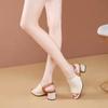 Sandals summer new leather high-heeled real soft leather thick heel large size European and American fish mouth fashion sandals