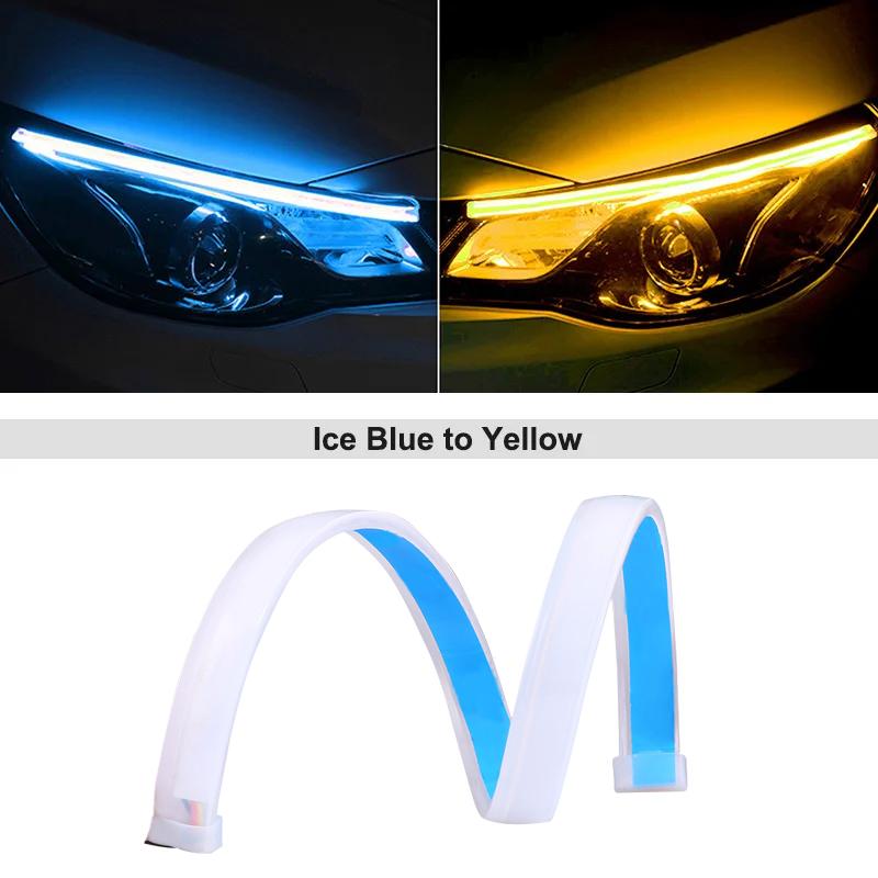 12V LED Car Daytime Running Light Flexible Waterproof Strip DIY Auto Headlights White Turn Signal Brake Flow Lights Car Styling 30cm