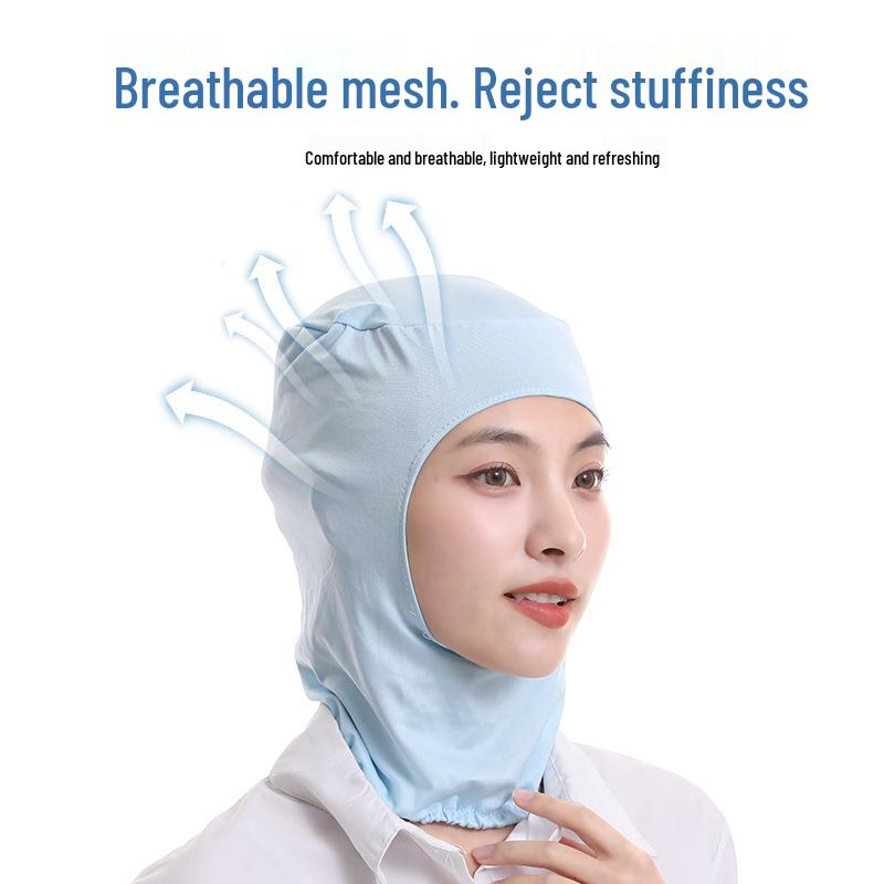 Berretto da Lavoro Antipolvere a Maglia con Protezione per il Collo | Traspirante, Lavabile, Elastico | Anti-Caduta Capelli per Ristorazione e Igiene