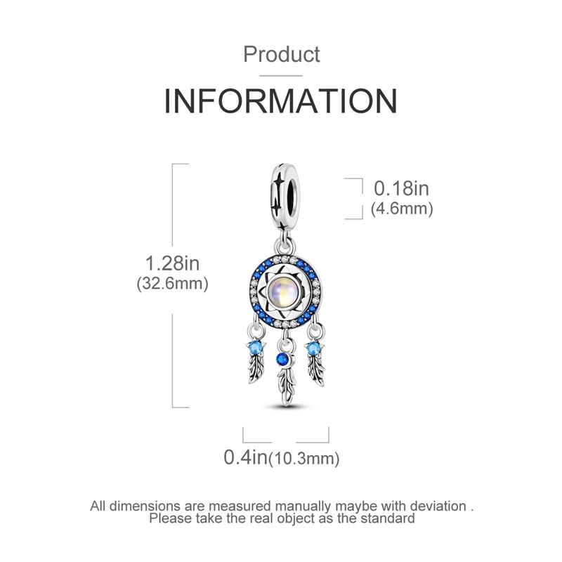 Charm Bead Charms Plata Starry Sky Dreamcatcher Feather Bead Charms Compatible With Authentic Bracelets Charm Bead Charms for Women Jewellery Do It Yo