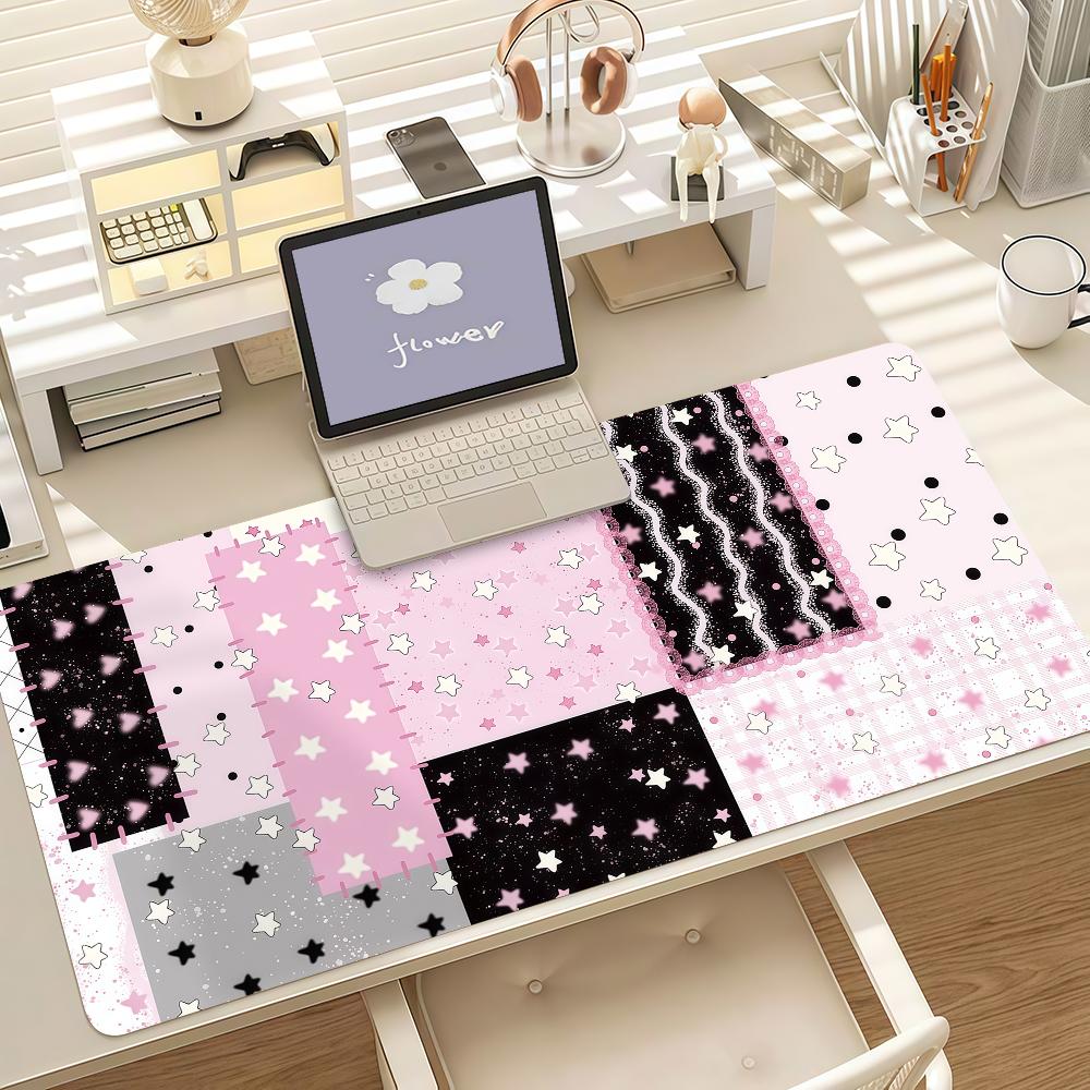 Fruit Plaid Strawberry Pink Girl Mouse Pad Anti Slip Rubber Edge Locked Thickened Laptop Gaming Desk Mat