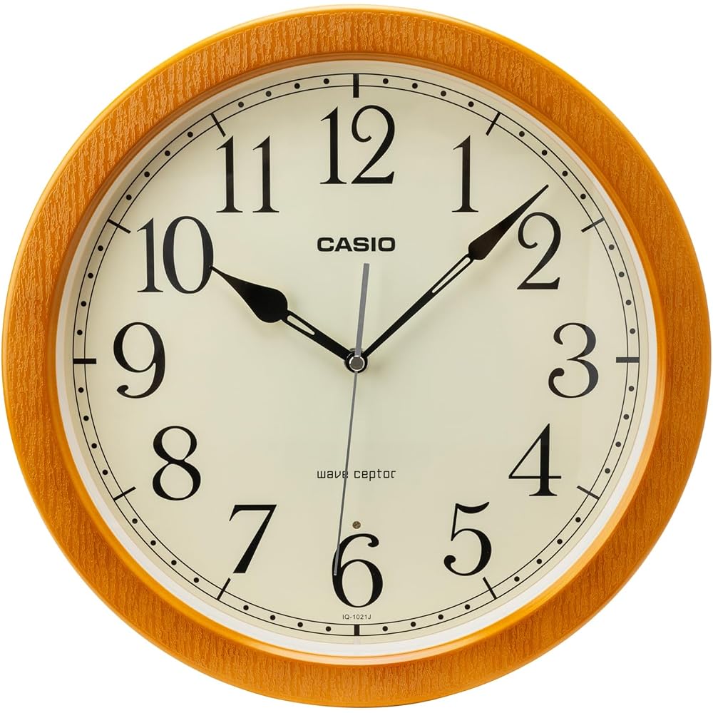 CASIO Wall Clock, Radio-Controlled, Wood Grain Finish, Step Second Hand, Nighttime Second Hand Stop, Light Brown, Suitable for Japanese-style Rooms, I