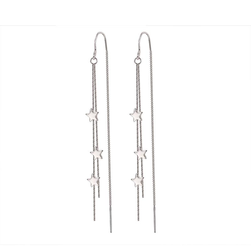 New 925 Silver Long Star Earrings Women Charm Earrings Birthday Gift for Friends Exquisite Jewelry Accessories