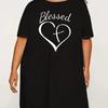 Women's Loose Homewear Plus Size Nightgown 3D Printed Heart Short Sleeve T-Shirt Tops Long Tops Micro Stretch Dresses