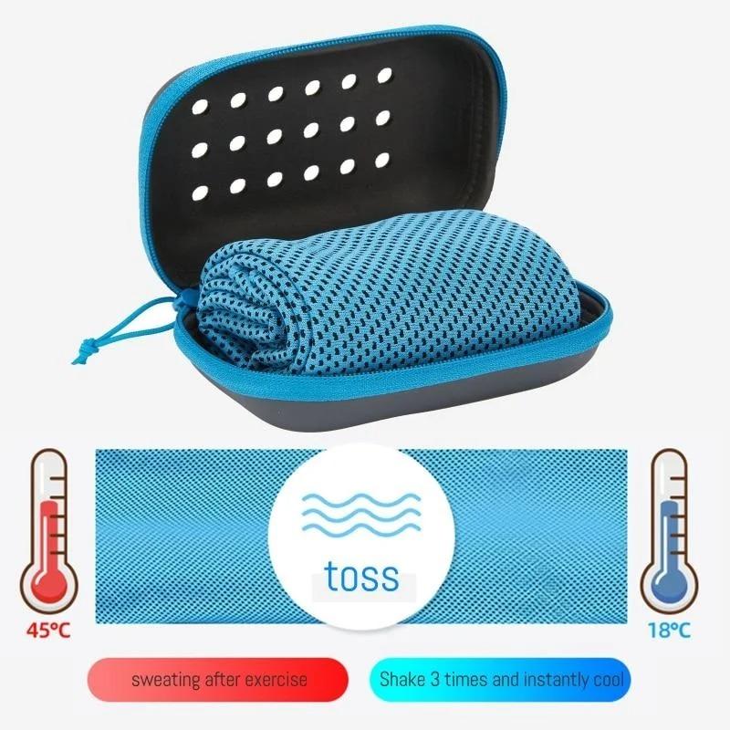 Quick Dry Cooling Towel Soft Breathable Sweat Absorbent Chilly Towel for Sports Running Yoga Gym Fitness with Storage Box