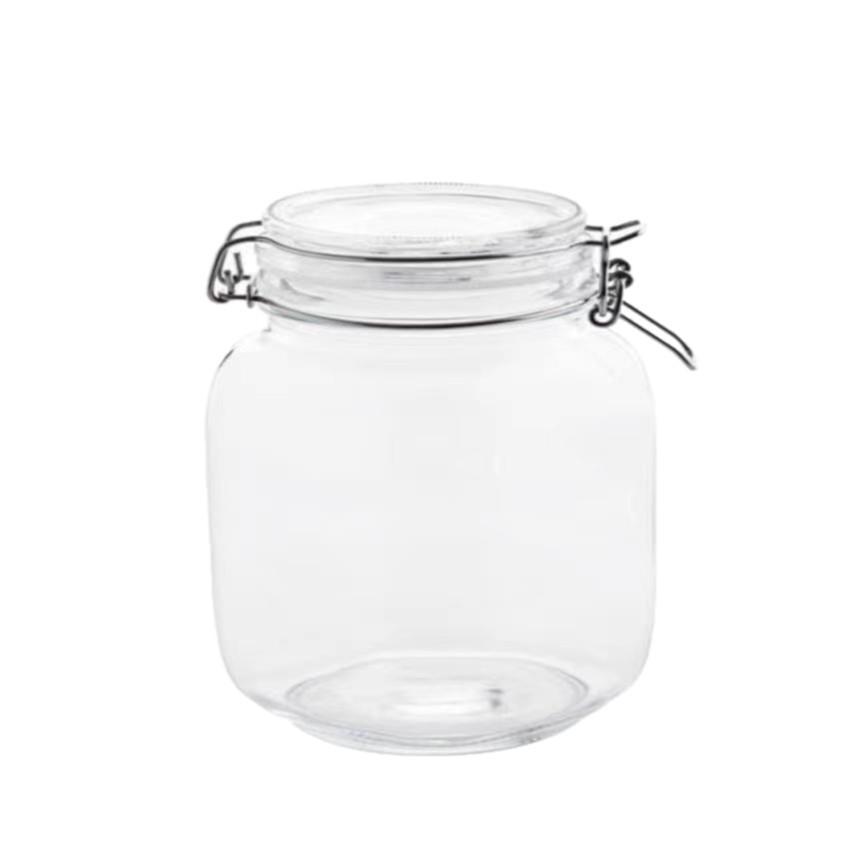 In Stock Transparent Graduated Glass Storage Jar with Sealed Buckle for Moistureproof Tea or Mason Jar Storage