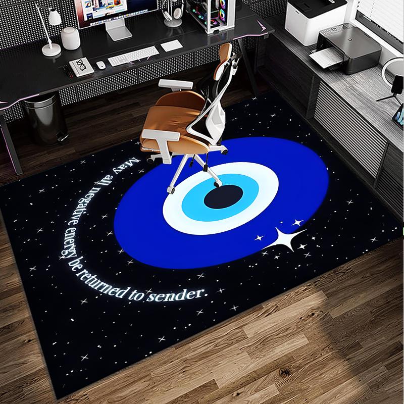 The Turkish Evil Eye Office Rug Chair Mat, Entryway Carpet, Suitable for Front Door, Bedroom, Living Room, Desk, Holiday Gift