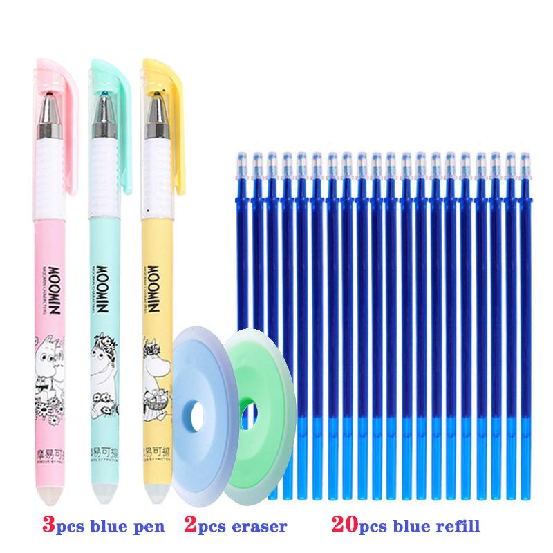 25ks/šarže Cartoon Bear Gel Pen Magic Erasable Pen Náplň do pera tyčinka 0,5mm Černý modrý inkoust pro kancelářské školní potřeby Psací potřeby Kawaii