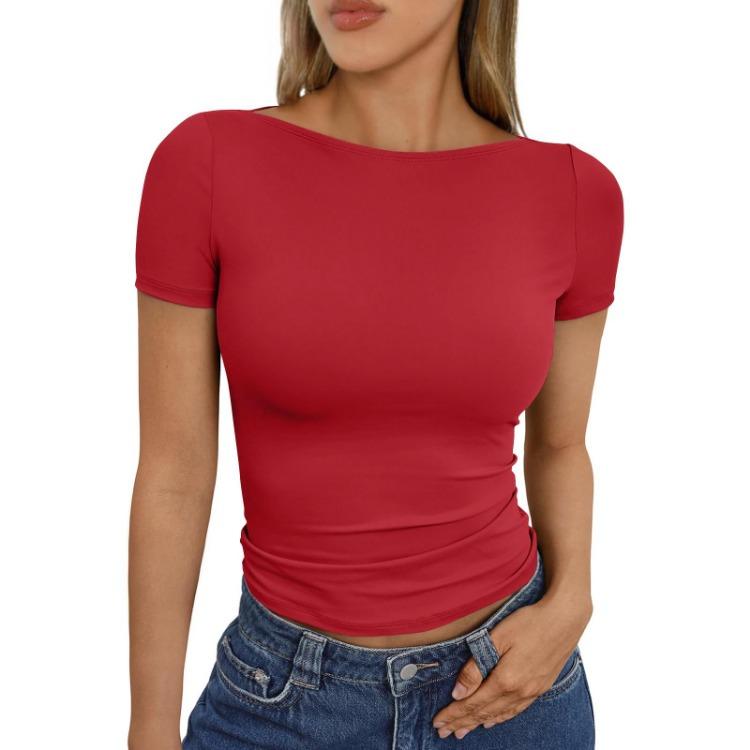 Casual Slim Fit Short Sleeve Shirt Women's Fashion Outerwear Top