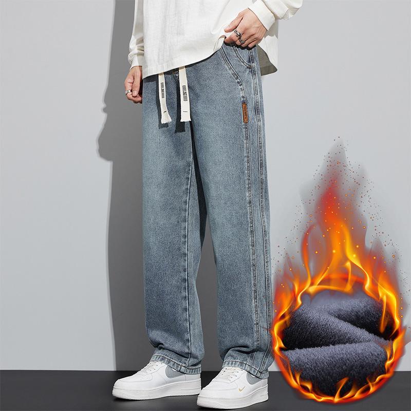 Herren 2025 Herbst/Winter Verdickte Samt Straight-Leg Casual Jeans