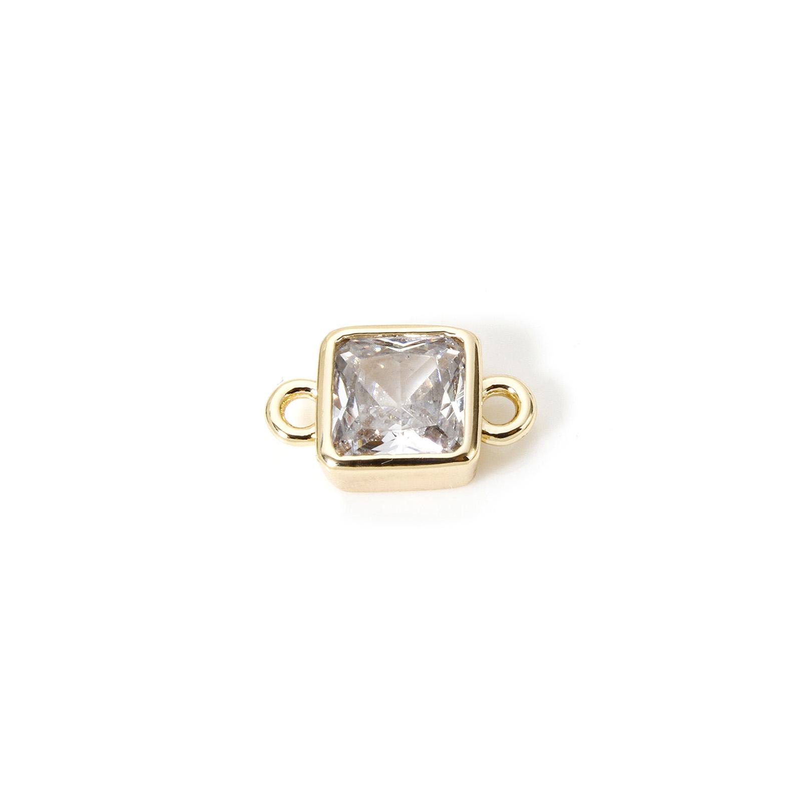

2 PCs Brass Birthstone Connectors Charms Pendants 18K Real Gold Plated Square For Bracelet Necklace DIY Jewelry Making12mm x 7mm 12x7mm