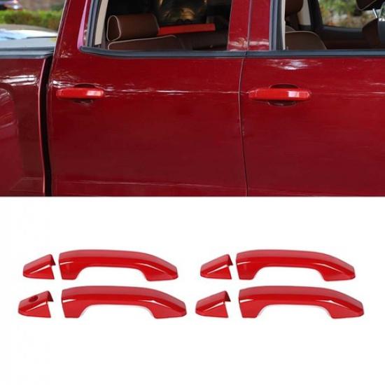 External Red Door lock Handle Guards Cover Trim For Chevy Silverado/Sierra 14-17
