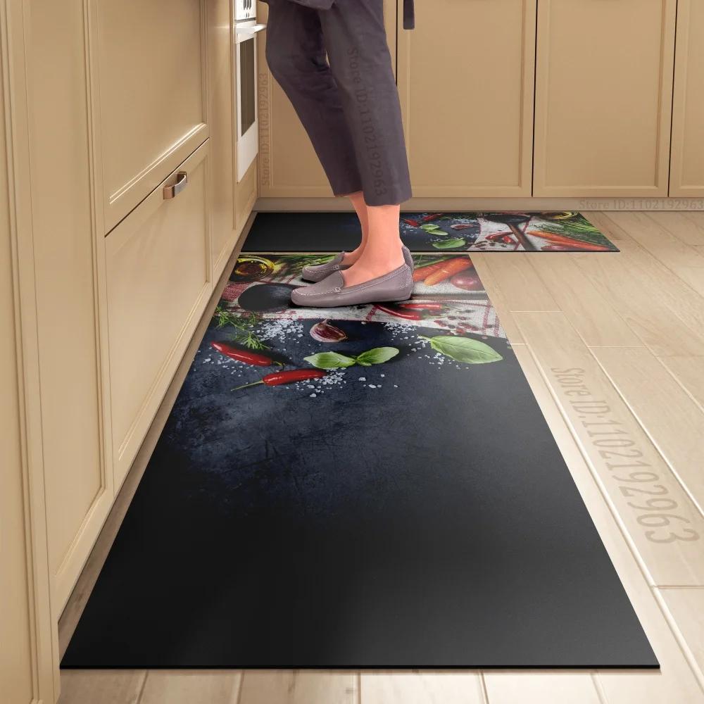 Spice Pattern Kitchen Mat Non-Slip Machine Washable Rug Set for Home Decor Anti-Fatigue Floor Mats Comfort Standing Pad
