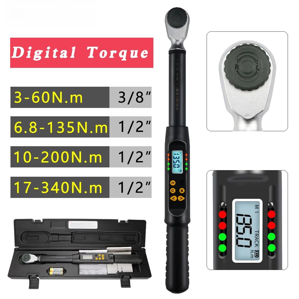 

3/8 1/2 Цифровой динамометрический ключ Профессиональный регулируемый Высокая точность Велосипед Автомобиль Велосипед Ремонт Динамометрический инструмент Ключ 1-20N.m 1-4