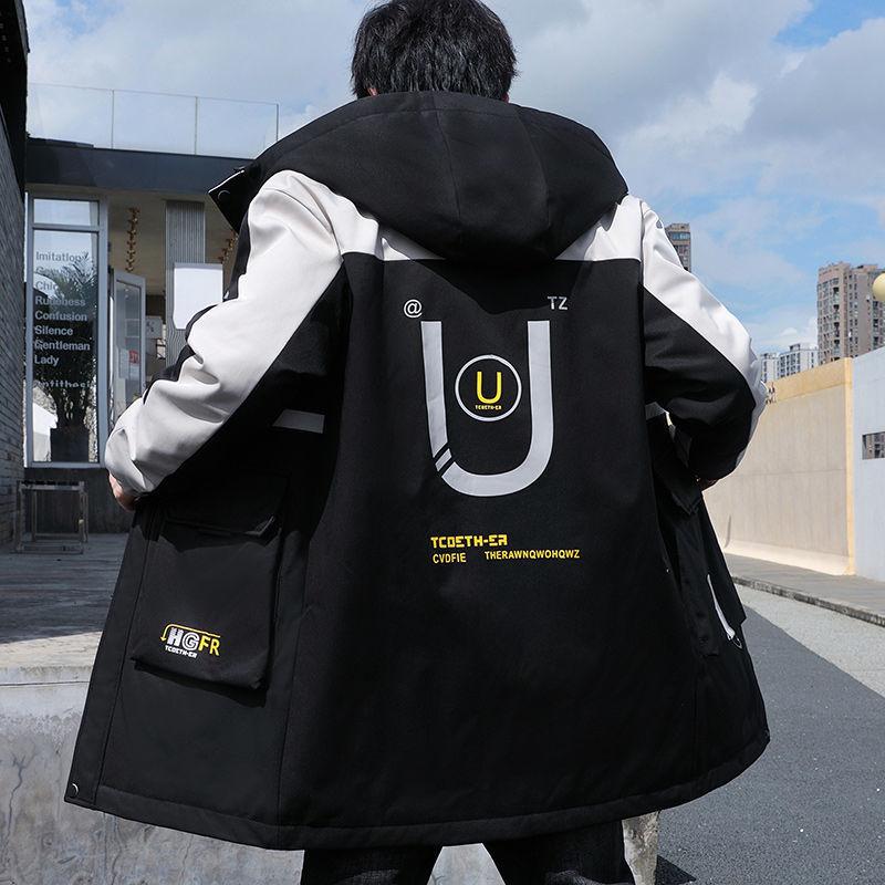 Herbst- und Winter-Neue Jacken, Vielseitige Jugend, Trendige Herren-Verdickte Jacken, Hübsche Studenten, Mittel- und Lange Samt-Baumwollmäntel für Herren