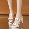 Women's Summer 2022 Stiletto Sandals with Metal Buckle and Waterproof Platform
