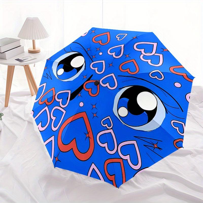 1pc Heart Eyes Automatic Open/close Folding Umbrella, Compact Portable Travel Umbrella, Perfect Birthday/Christmas Yy250806235