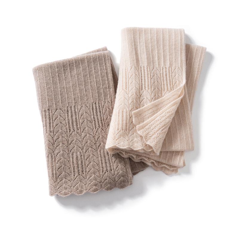 Women's 100% Pure Cashmere Knit Scarf - Solid Color, Fashionable and Warm