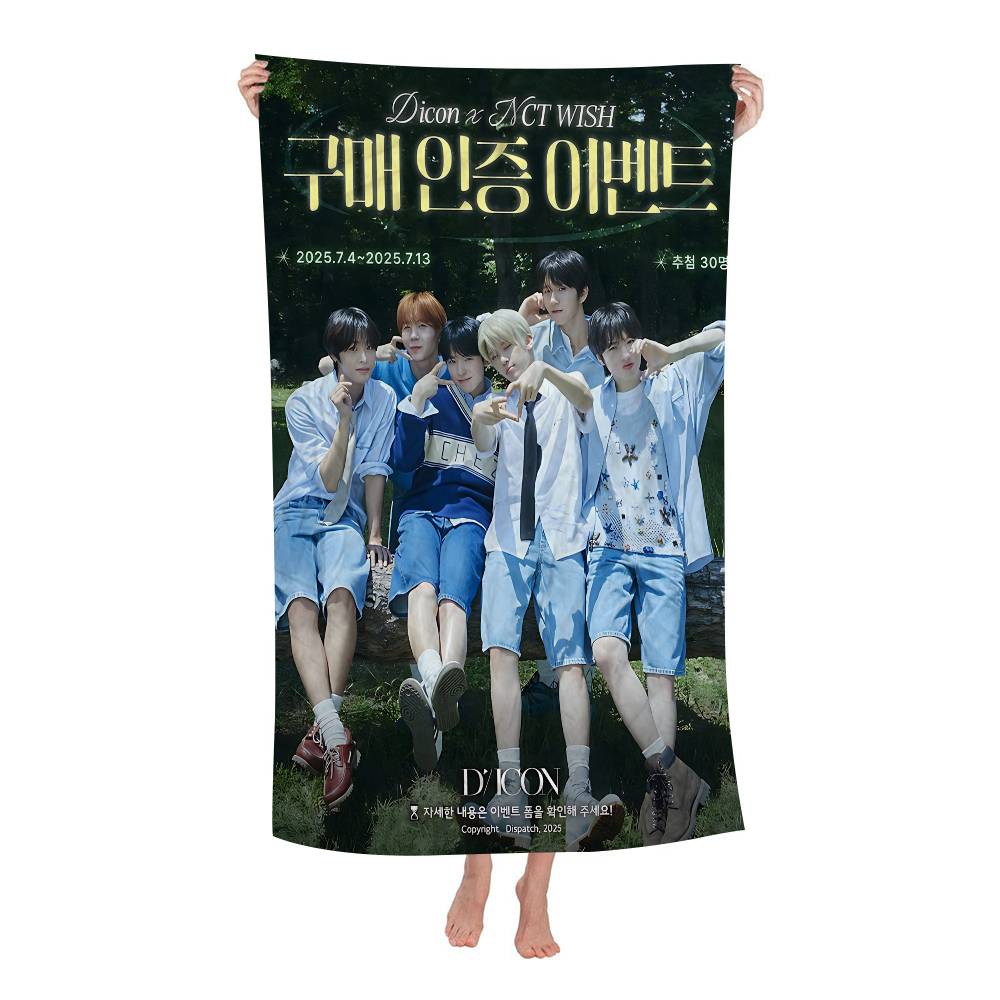Kpop Band N-NCT W-Wish Singer Beach Towel Colorful Bath Towels For Girl Microfiber Quick Dry Sand Free Beach Yoga Spa