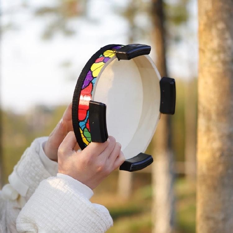 Kids Hand Drum Ground Drum Sheepskin Applique Tambourine Handheld Percussion Toy