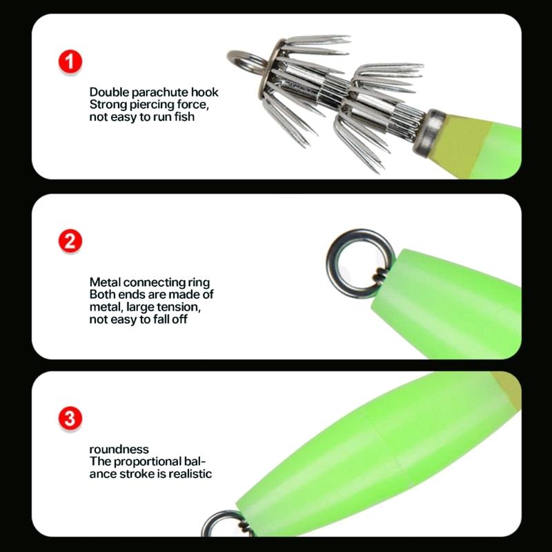 Glows Squid Fishing Baits Squid Jig Baits Fluorescents Luminous Baits Fishing