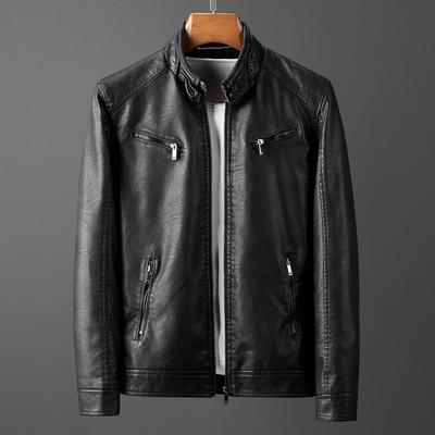Őszi Férfi Bőrdzseki Férfi Karcsúsított Fit Divat Bőrkabát Streetwear Alkalmi PU Férfi Felsőruházat