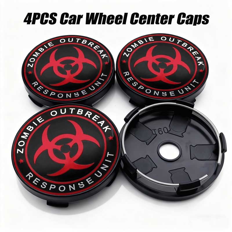 4pcs 56mm 60mm For Zombie Outbreak Emblem Car Wheel Center Cover Sticker Universal Rim Hub Caps