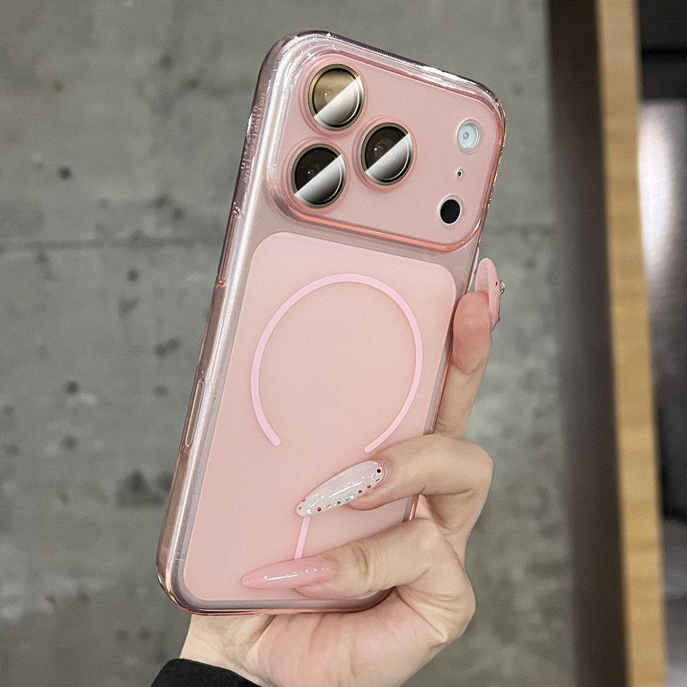 

Ultra Thin Soft TPU Silicone Matte Case For iPhone 17 16 15 14 13 12 11 Pro Max Plus For Magsafe Charge Clear Rubber Gel Cover iPhone17 рожевий