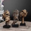 Nordic Simple Abstract Sculpture Figurine Ornaments Silence Is Gold Statue Modern Art Sculpture Home Decoration Christmas Gift