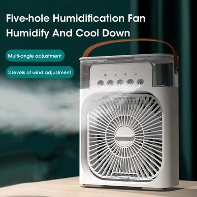 Prenosný ventilátor klimatizácie Mini odparovací chladič vzduchu so 7 farbami LED svetla 1/2/3H časovač, 3 rýchlosti vetra a 3 režimy striekania