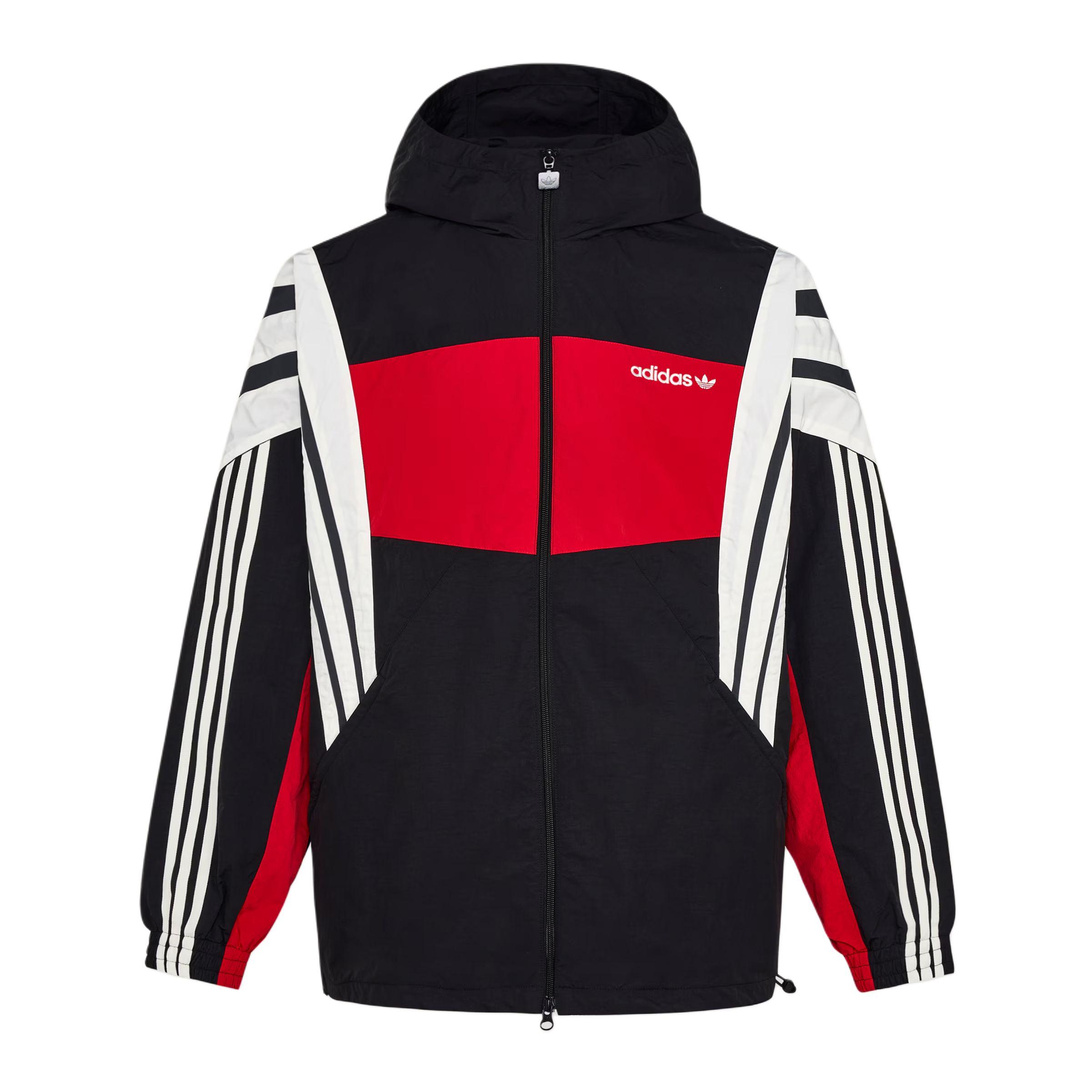 Adidas Originals Windbreaker Santiago Striped Loose Fit Sports Hooded Zip Long Sleeve Jacket Men jackets KW4809 M