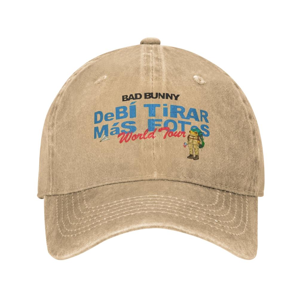BAD BUNNY WORLD TOUR Men Women Baseball Cap Distressed Washed Hats Cap Vintage Outdoor Summer Adjustable Fit Sun Cap