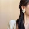 Irregular Flower Stud Earrings Pleated Ear Accessories Temperament Flower Earrings  Jewelry