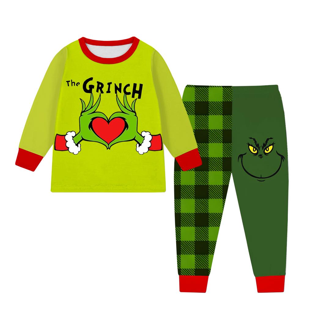 Kids' Casual Printed Long-Sleeve Neck Pullover Top and Pants Set