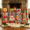 Plastic Festive Storage Bins 3Pcs Christmas Stackable Gift Box, Layered Cube Boxes with Santa Holiday Containers Snowman Reindeer, Tabletop