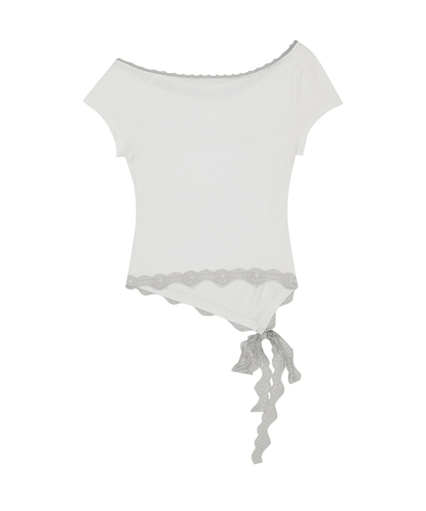 ILLIGO Lace One-Shoulder Shirred Top White