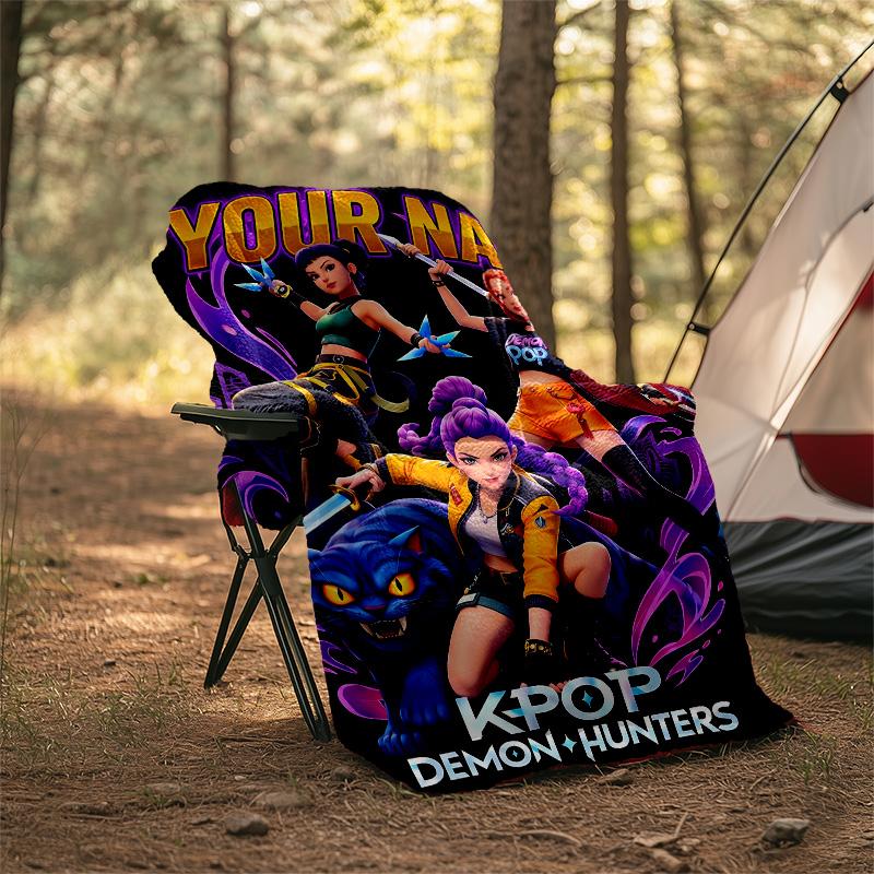 Customiz Name Personality K-Pop Demon Hunters Blanket Soft&Warm Office Bed Travel Lunch Break Blanket,Gift All Seasons