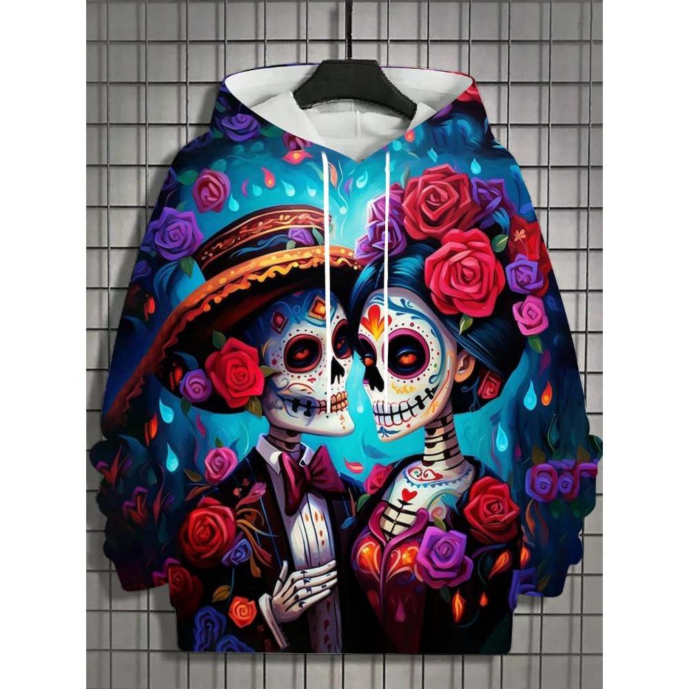 Fashion Women's Hoodie for Girls Autumn Long Sleeve Casual Sexy Girls Clothes Horror Undead Skull Pattern Unisex Tops