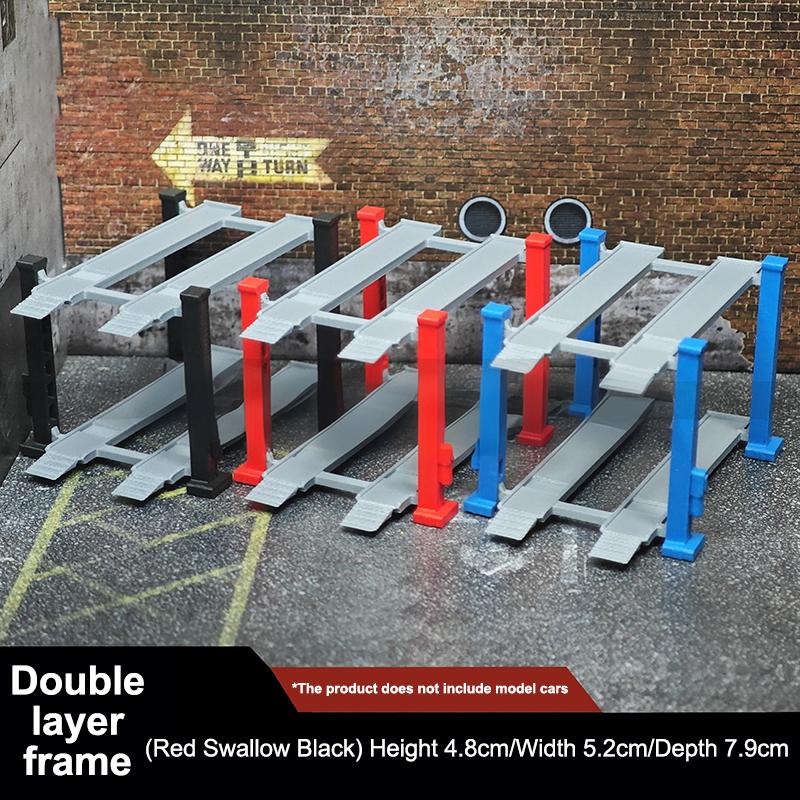 3D Printed Double-Layer Parking Rack Display Stand for 1:64 Scale Diecast Model Cars Diorama Accessory