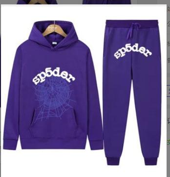 European and American Trendy Hip-hop Singer Letter Sp5der Printed Couple Sweater Men's and Women's Hoodies Sweatshirt Set