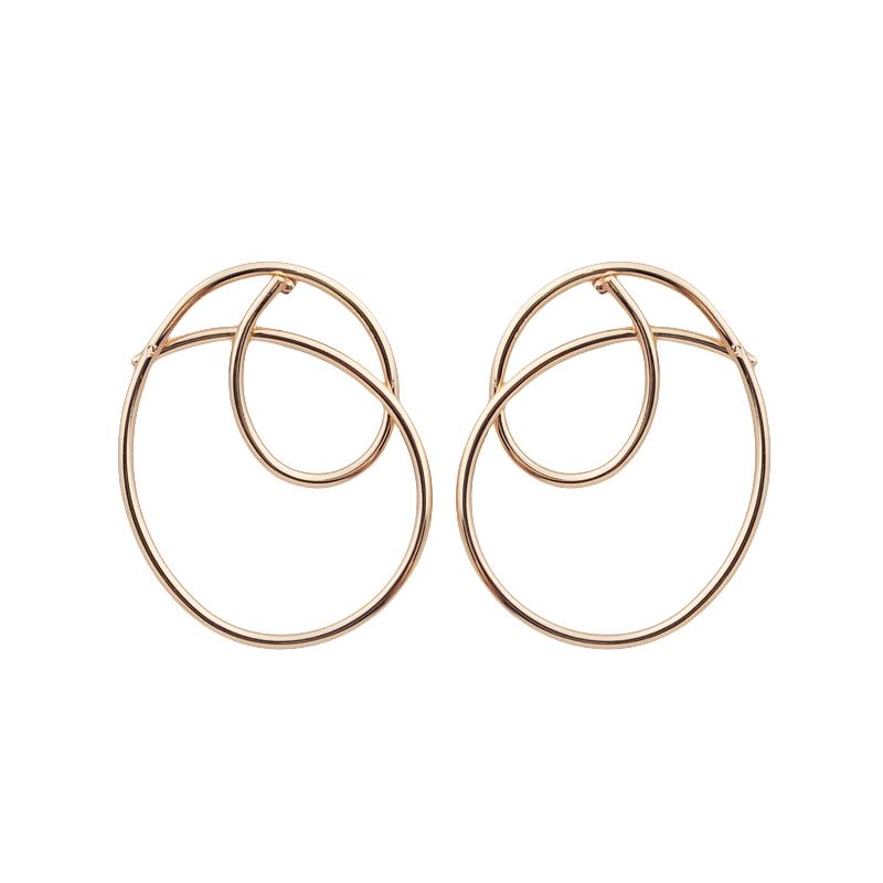 Geometryczne Kolczyki Sztyfty Abstrakcyjne Okrągłe Nieregularne Złote dla Kobiet Puste Akcesorium Biżuteryjne