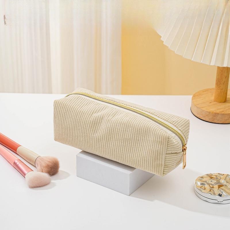 Reusable Corduory Women's Cosmetic Zipper Bags Women Kids Travel Makeup Case Accessories Student Pencil Case Pouch
