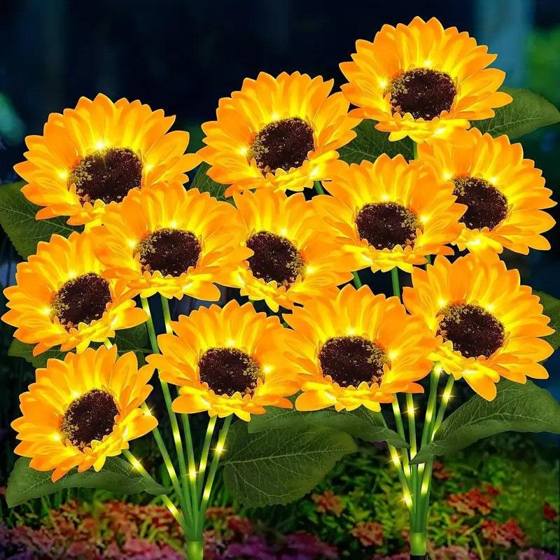 Waterproof Solar Sunflower LED Ground Stake Light for Outdoor Garden, Villa, Balcony, or Courtyard Lawn Decor