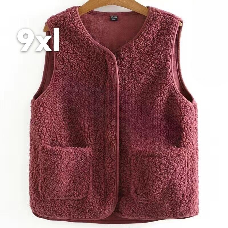 Übergröße Lammwolle Weste Damenweste Herbst und Winter Pelz Einteilige Oberbekleidung Schulterweste Oberbekleidung